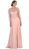 Quarter Sleeve Beaded Lace Formal Gown - May Queen MQ1706