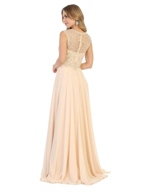 Swirl Motif Embroidered Chiffon Dress - May Queen MQ1707