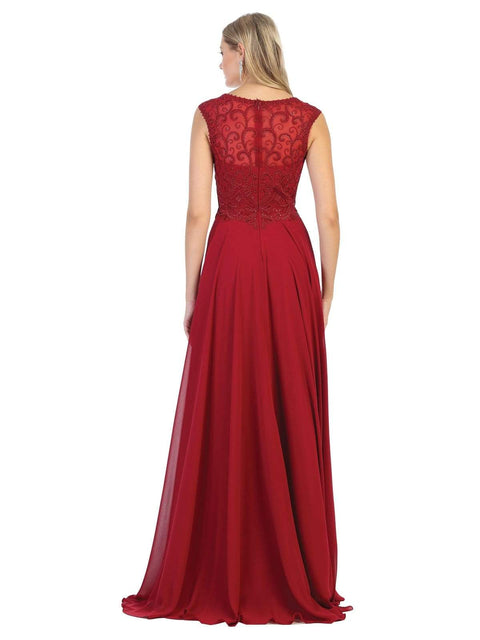 Swirl Motif Embroidered Chiffon Dress - May Queen MQ1707