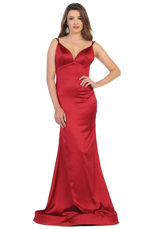 Double Strapped Plunging Back Evening Dress - May Queen MQ1713