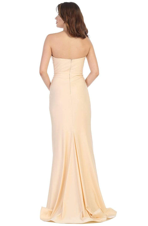 Strapless Sweetheart Draping High Slit Dress - May Queen MQ1718