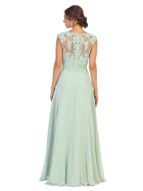 Lace Bodice Chiffon A-Line Long Formal Dress - May Queen MQ1725