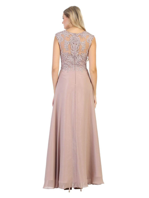 Lace Bodice Chiffon A-Line Long Formal Dress - May Queen MQ1725