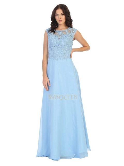 Lace Bodice Chiffon A-Line Long Formal Dress - May Queen MQ1725