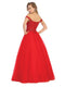 Illusion Plunged Appliqued Off Shoulder Dress - May Queen MQ1734