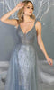 Embellished A-line Dress with Deep V-neckline - May Queen MQ1735