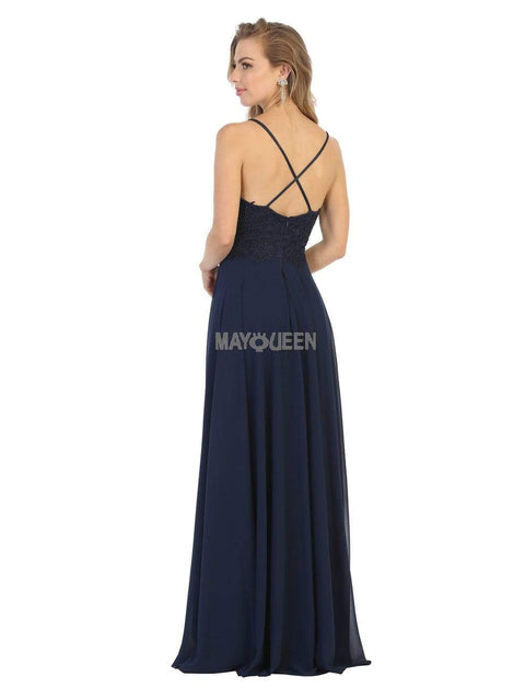 Embroidered Plunging V-neck A-line Dress - May Queen MQ1750