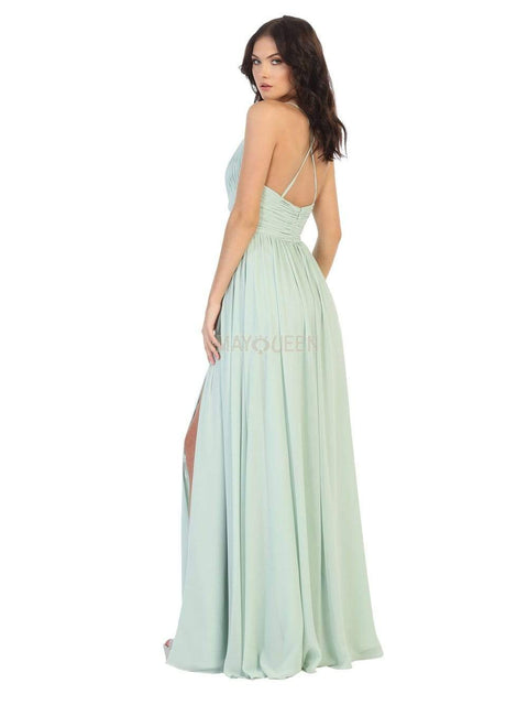 Ruched Deep V-neck A-line Dress - May Queen MQ1755