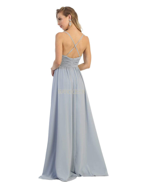 Ruched Deep V-neck A-line Dress - May Queen MQ1755