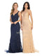 Beaded Soutache Plunging V-Neck Gown - May Queen MQ1758