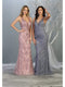 Beaded Soutache Plunging V-Neck Gown - May Queen MQ1758