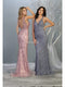 Beaded Soutache Plunging V-Neck Gown - May Queen MQ1758