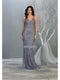 Beaded Soutache Plunging V-Neck Gown - May Queen MQ1758