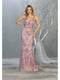 Beaded Soutache Plunging V-Neck Gown - May Queen MQ1758