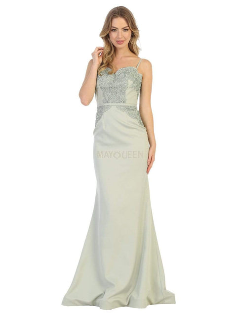 Scallop Lace Appliqued Sweetheart Bodice Dress - May Queen MQ1759