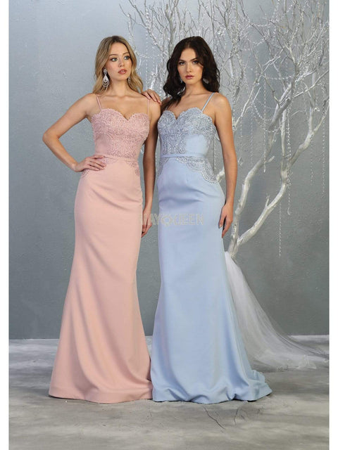 Scallop Lace Appliqued Sweetheart Bodice Dress - May Queen MQ1759