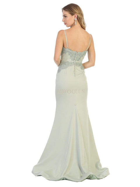 Scallop Lace Appliqued Sweetheart Bodice Dress - May Queen MQ1759