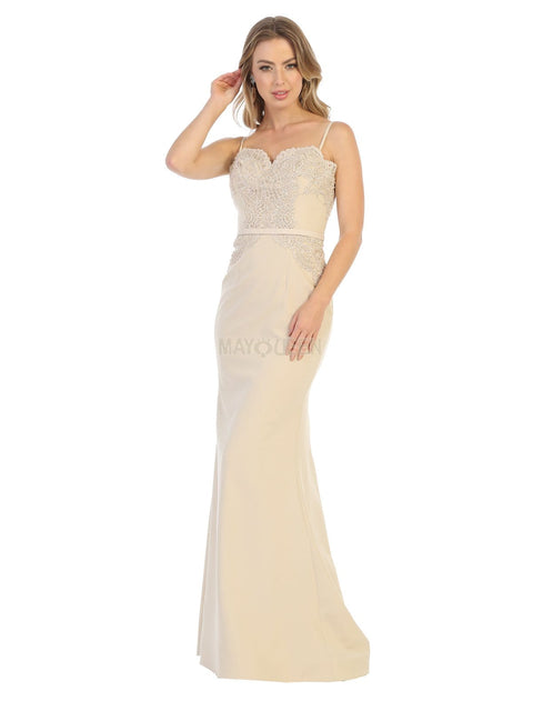 Scallop Lace Appliqued Sweetheart Bodice Dress - May Queen MQ1759