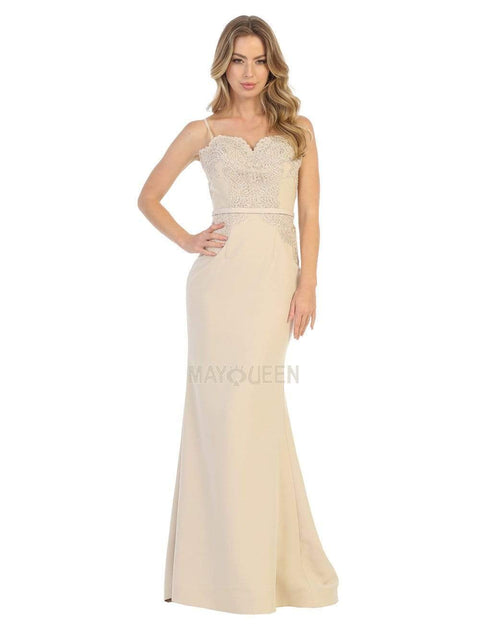 Scallop Lace Appliqued Sweetheart Bodice Dress - May Queen MQ1759