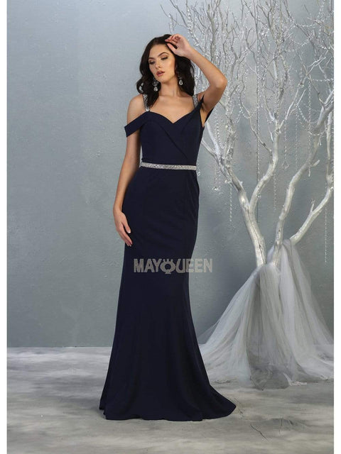 Embellished Off-Shoulder Sheath Dress - May Queen MQ1765