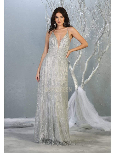 Lace Up Tie Glitter A-Line Dress - May Queen MQ1780
