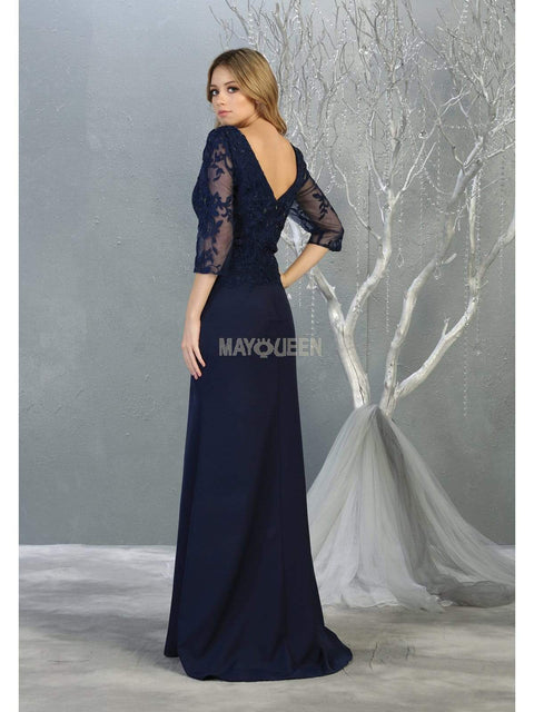 Quarter Sleeve Lace Appliqued Trumpet Dress - May Queen MQ1783