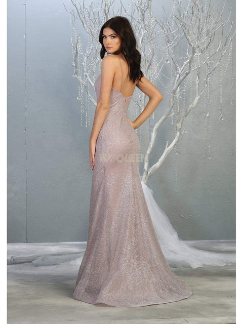 Plunging V-neck Trumpet Dress - May Queen MQ1789
