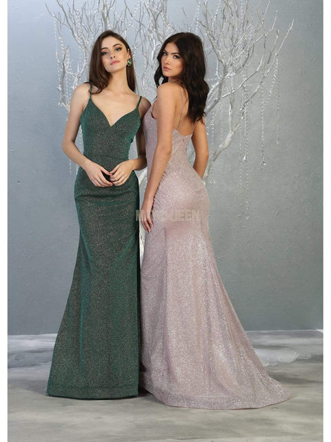 Plunging V-neck Trumpet Dress - May Queen MQ1789