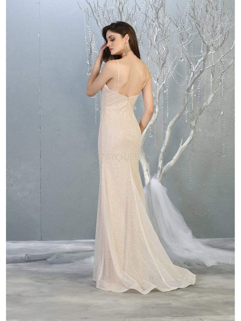 Plunging V-neck Trumpet Dress - May Queen MQ1789