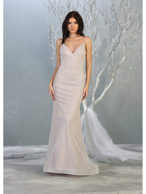 Plunging V-neck Trumpet Dress - May Queen MQ1789