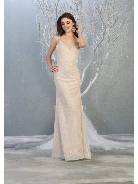 Plunging V-neck Trumpet Dress - May Queen MQ1789