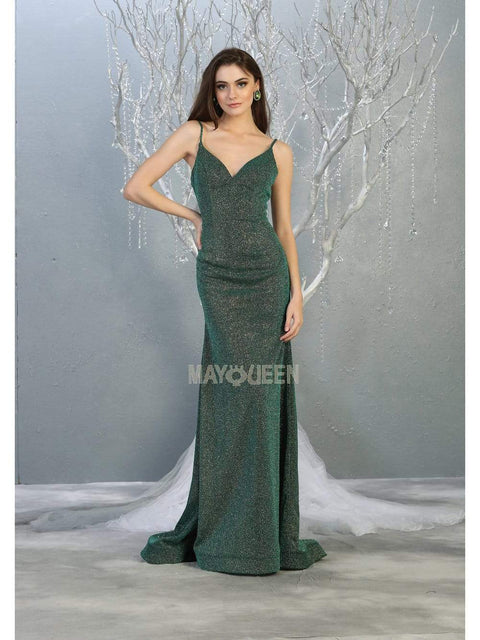 Plunging V-neck Trumpet Dress - May Queen MQ1789