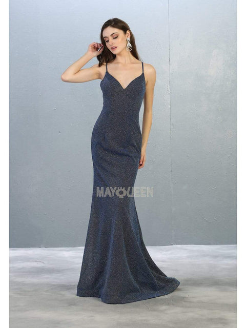 Plunging V-neck Trumpet Dress - May Queen MQ1789