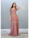 Appliqued Short Sleeve Bodice Glitter Long Dress - May Queen MQ1794