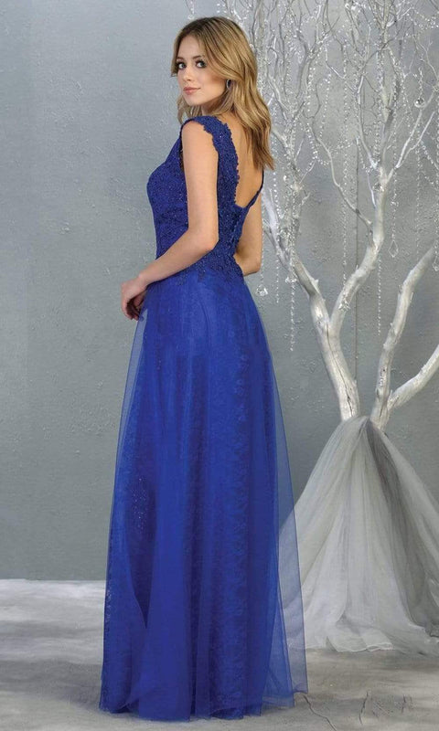 Embroidered V-neck A-line Dress - May Queen MQ1799