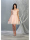 Short Appliqued Off Shoulder Tulle Dress - May Queen MQ1809