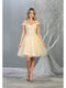 Short Appliqued Off Shoulder Tulle Dress - May Queen MQ1809