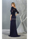 Sheer Quarter Sleeve Appliqued Trumpet Dress - May Queen MQ1810