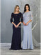 Sheer Quarter Sleeve Appliqued Trumpet Dress - May Queen MQ1810