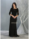 Sheer Quarter Sleeve Appliqued Trumpet Dress - May Queen MQ1810