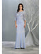 Sheer Quarter Sleeve Appliqued Trumpet Dress - May Queen MQ1810