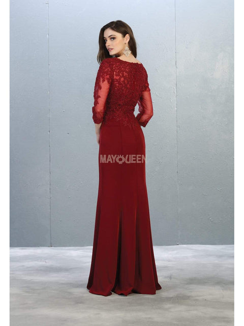 Appliqued Quarter Sleeve Scoop Bodice Dress - May Queen MQ1811