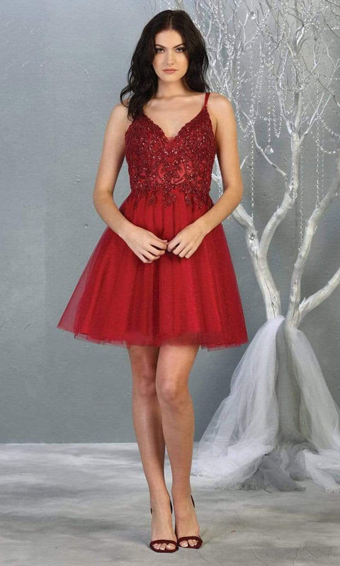 Beaded Illusion Bodice A-Line Dress - May Queen MQ1813
