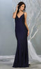 Plunging V-neck Sheath Dress With Train - May Queen MQ1819