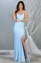 Sexy Lace-Up Back Sleeveless V Neck Satin Dress - May Queen MQ1820