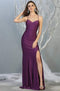 Sexy Lace-Up Back Sleeveless V Neck Satin Dress - May Queen MQ1820