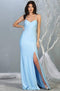 Sexy Lace-Up Back Sleeveless V Neck Satin Dress - May Queen MQ1820