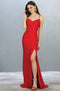 Sexy Lace-Up Back Sleeveless V Neck Satin Dress - May Queen MQ1820