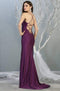 Sexy Lace-Up Back Sleeveless V Neck Satin Dress - May Queen MQ1820