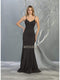 Deep V-neck Trumpet Dress With Train - May Queen MQ1822